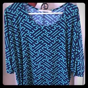 41 Hawthorn Blue and Green Blouse Size Large